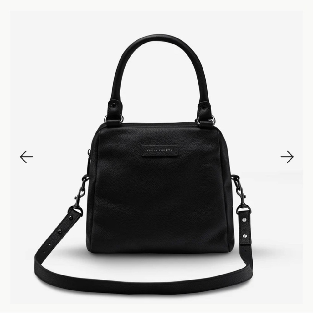 Status Anxiety Black Leather Top-Handle Satchel with Removable Strap